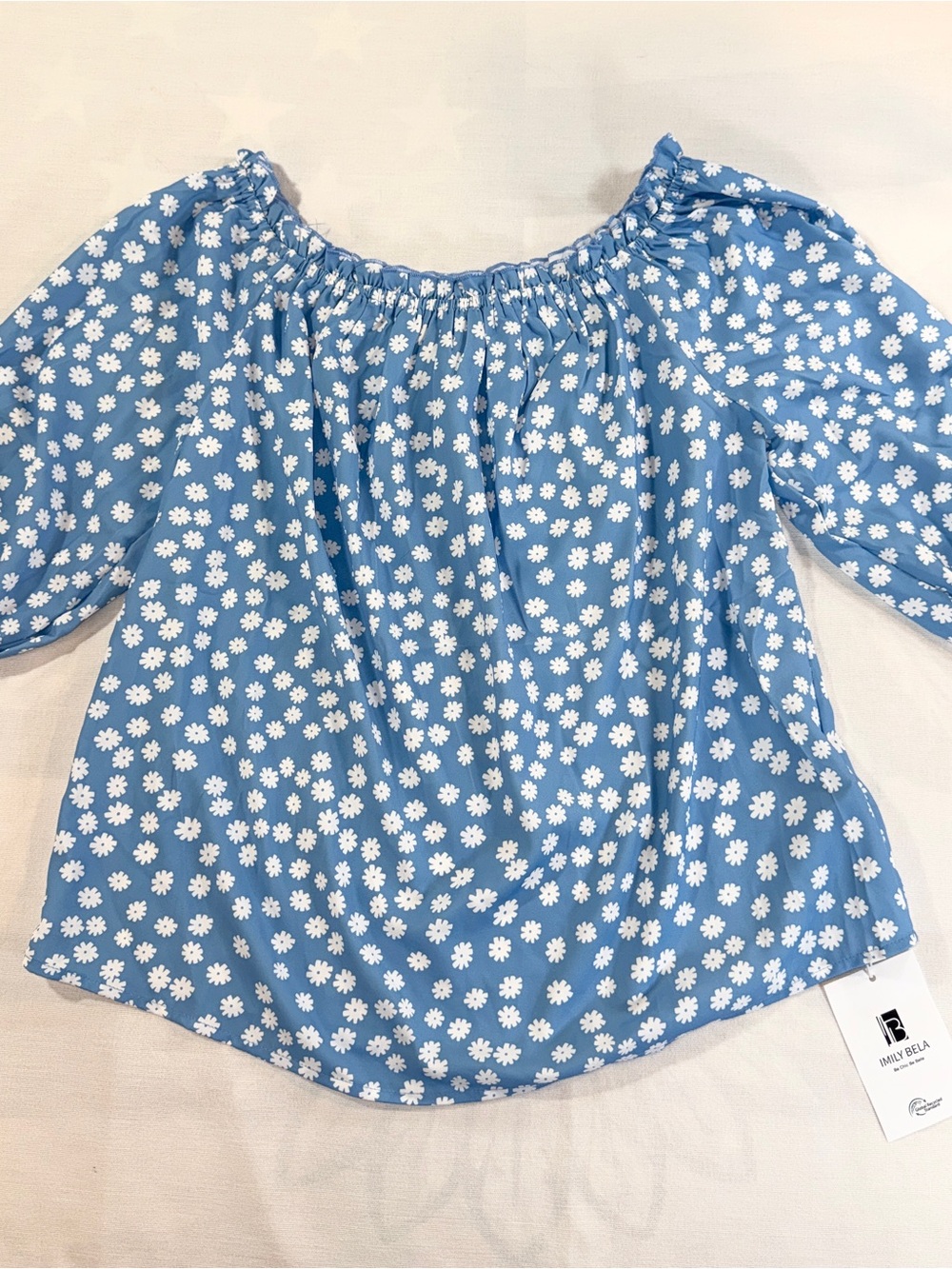Imily Bela Sky Blue Daisy Off Shoulder Top M